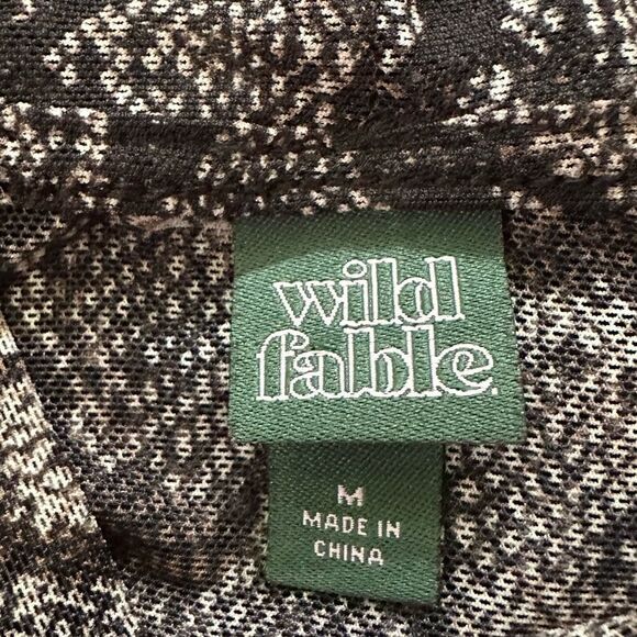 Wild Fable Sheer Snake Skin Pattern Brown Black Long Sleeved Turtleneck Shirt - Picture 4 of 4